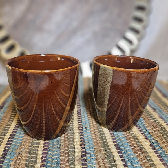 Lot Of 2 Sango Avanti Brown Coffee Cup Mug Stoneware Stripes Sand Retired 4722 - Picture 4 of 10